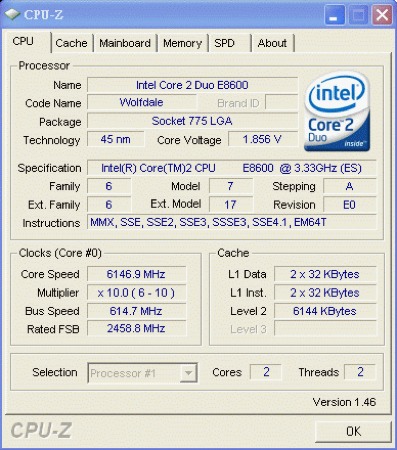 intel e8600 614ghz cpu z 01 - Intel E8600 chega aos 6,1 GHz