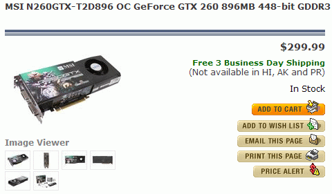 newegg 01 - GeForce GTX 280 já é vendida a US$ 499