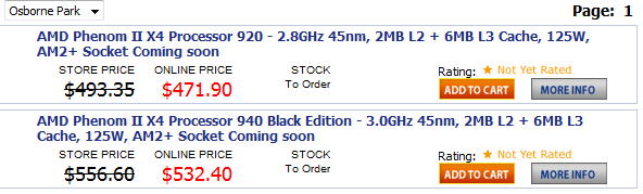 price 01 - Phenom II X4 940 BE custará quase o mesmo que Core i7 920?