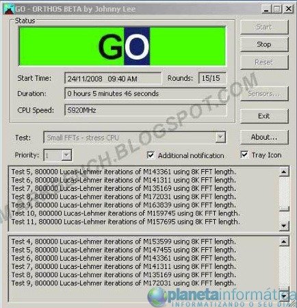 Phenom II X4 funcionando a 5,92 GHz orthos 1 - Phenom II X4 funcionando a 5,92 GHz