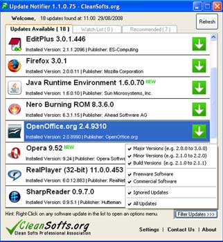 screen - Update Notifier um programa gratuito ajuda a manter softwares atualizados