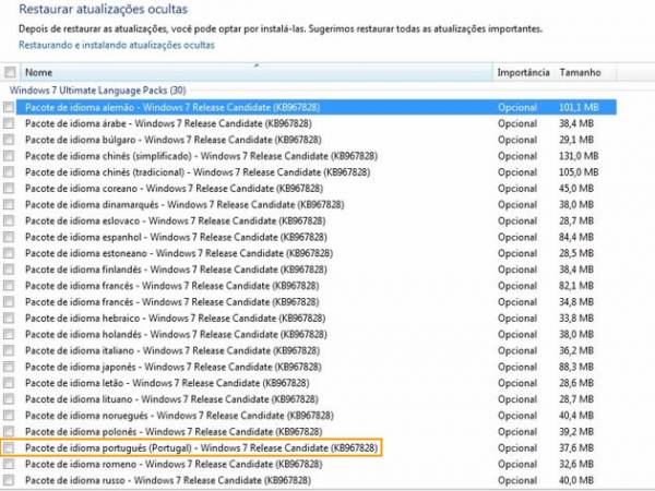 imagem pacote idiomaswin702.thumbnail - Windows 7 RC - Language Packs no Windows Update