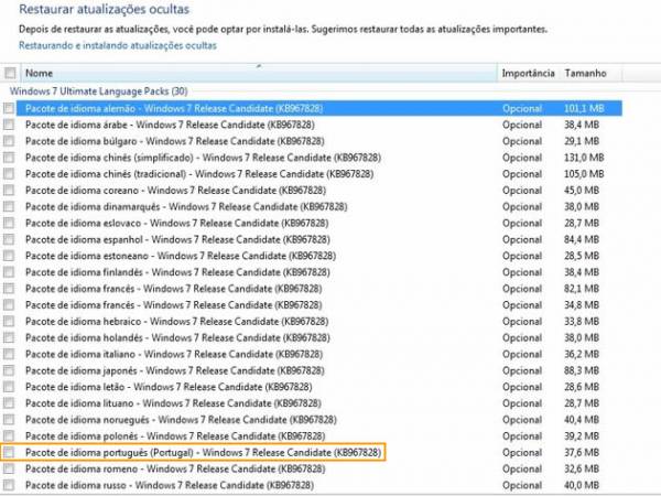 imagem pacote idiomaswin702.thumbnail - Windows 7 RC - Language Packs no Windows Update