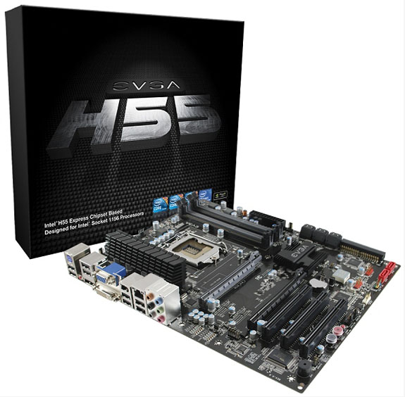 EVGA H55 board 01 - EVGA mostra suas novas placas com chipset H55 e H57.