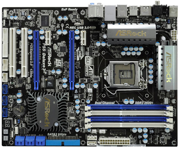 ASRock P55 Deluxe3 board 02 - Asrock apresenta sua placa P55 com USB 3.0 e SATA 6 Gbps