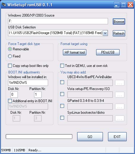 WinSetupFromUSB - Instalar o Windows XP através de um Pendrive