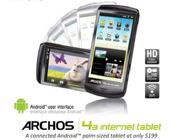 Archos apresenta sua tablet de 10,1 polegadas Archos 4.3 inch tablet 675 - Archos apresenta sua tablet de 10,1 polegadas