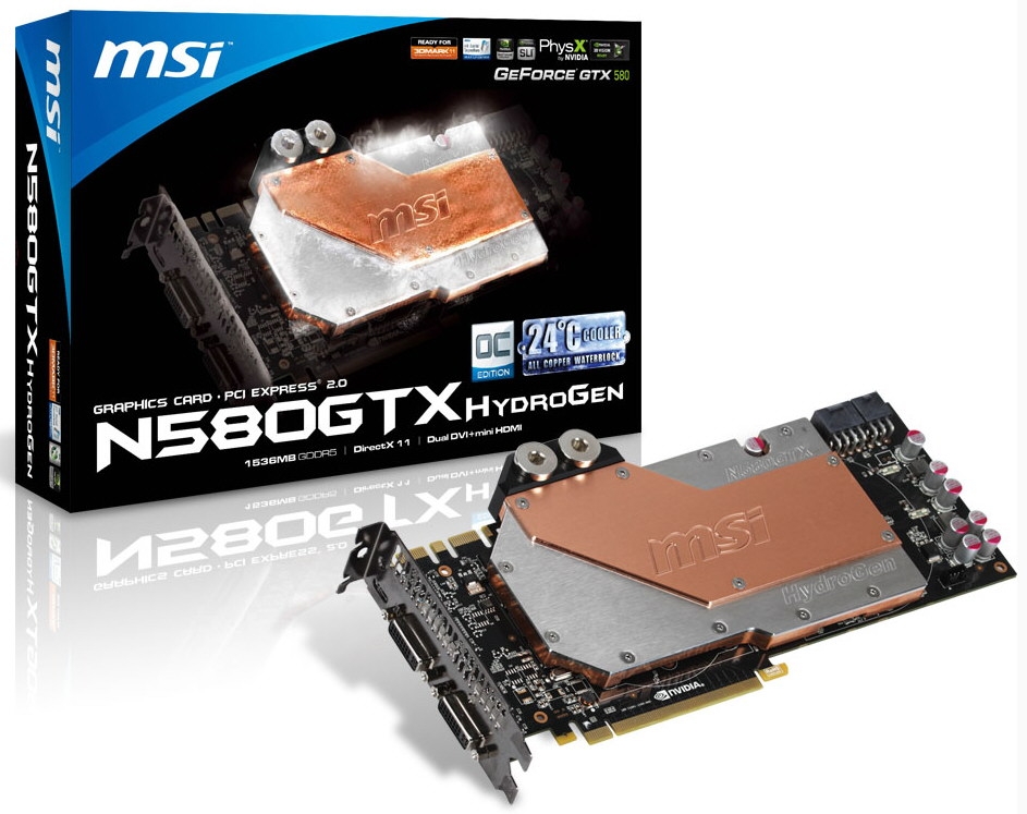 MSI GeForce GTX 580 HydroGen OC Priced - MSI lança seu GTX 580 HydroGen com overclock