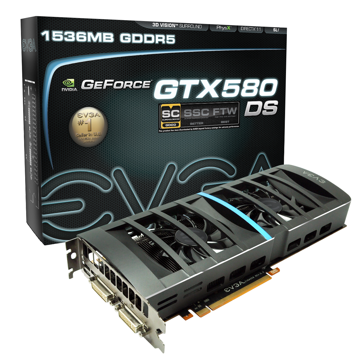 EVGA GeForce GTX 580 DS Superclocked - EVGA GeForce GTX 580 DS com overclock de série