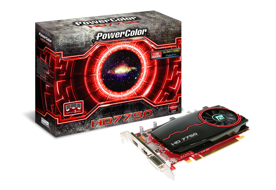 powercolor hd7750 box - Placa de Vídeo PowerColor HD 7750 1GB com unico slot