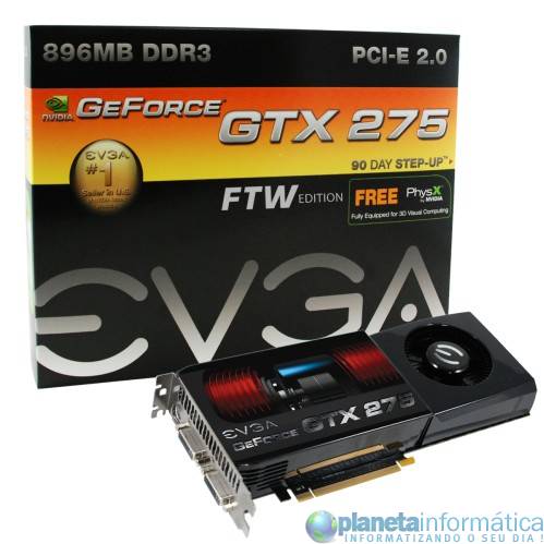 evga gtx275 ftw box - EVGA lança sua GTX 275 FTW: até a data a GTX 275 mais rápida.