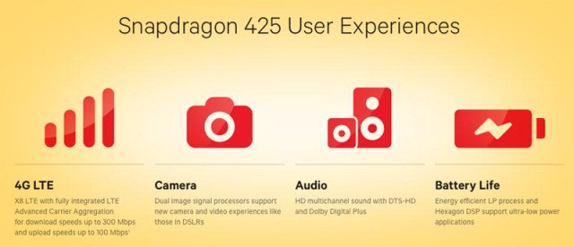 Snapdragon 425 specs - Qualcomm anuncia novos chips de 64 bits com os novos núcleos Cortex-A72.